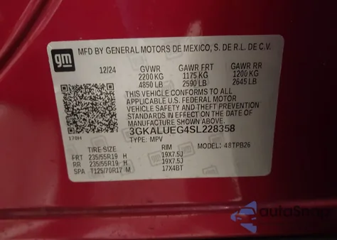 2025 GMC Terrain Awd Elevation from USA, damaged, VIN 3GKALUEG4SL228358